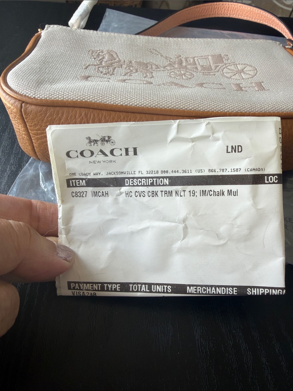 Coach Beige nolita Canvas Wristlet with Tan Leather Trim - Picture 6 of 7